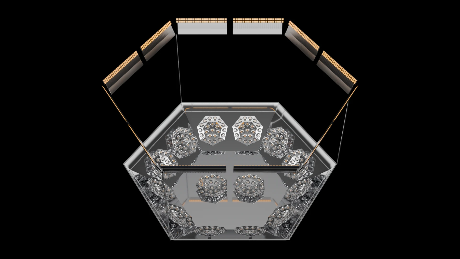 Hexagonal Bowl Unit with hexagonal shape-matched glory halo.