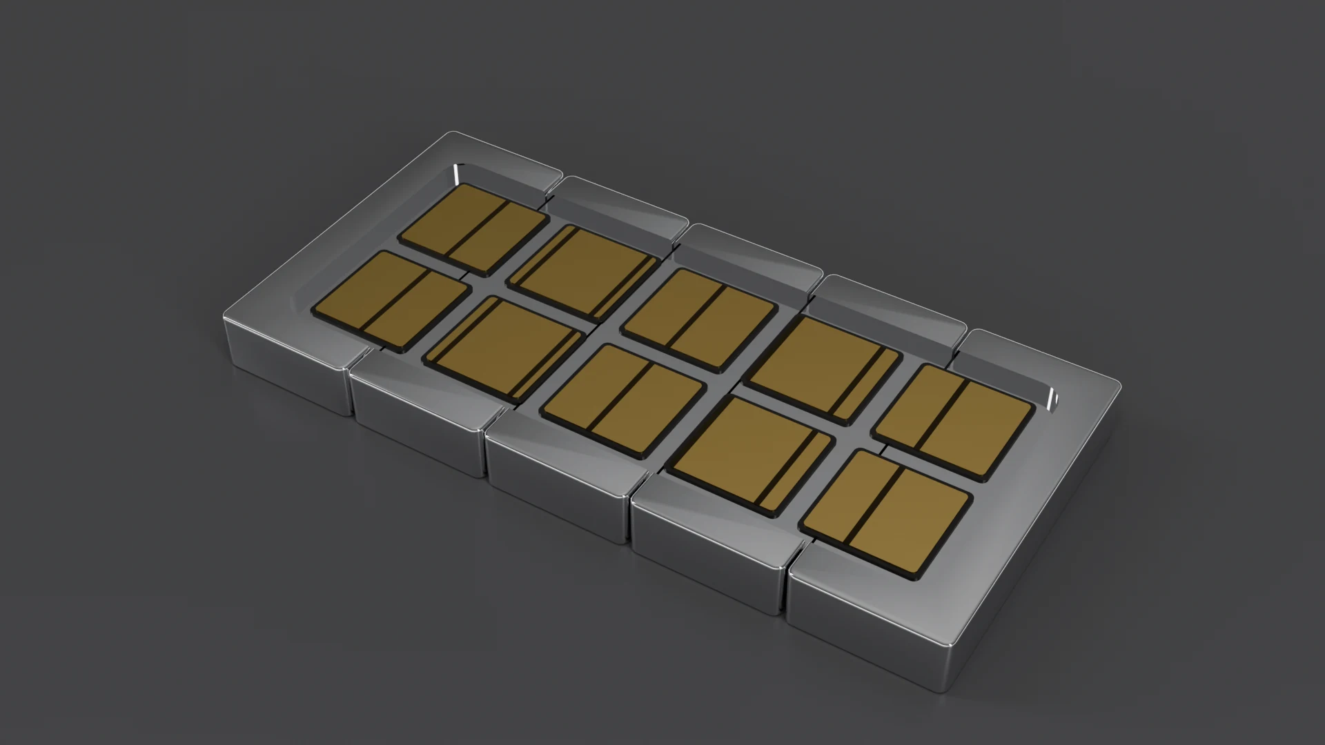 G1.2 Modular Panel pod, standalone 3D render - Flat family; 10 gold cells.
