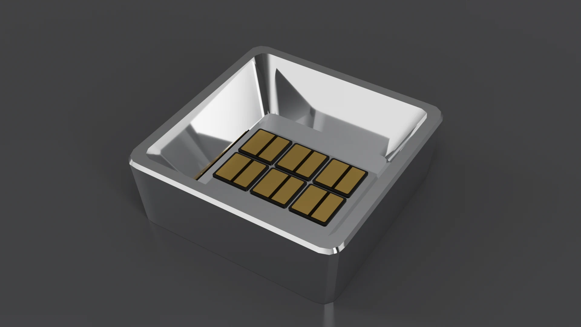 G2.2 Square Bowl pod, standalone 3D render - Bowl family; 6 gold cells.