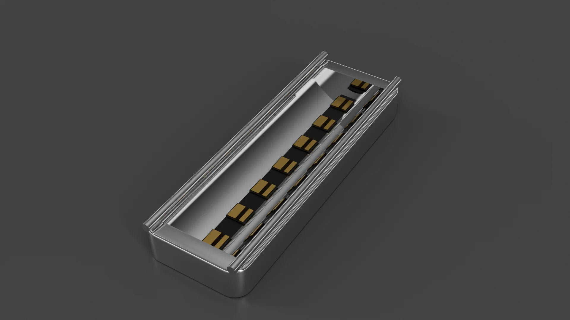 G5.3 Inflatable Membrane Linear pod, standalone 3D render - Rod / Linear family; 7 gold cells.