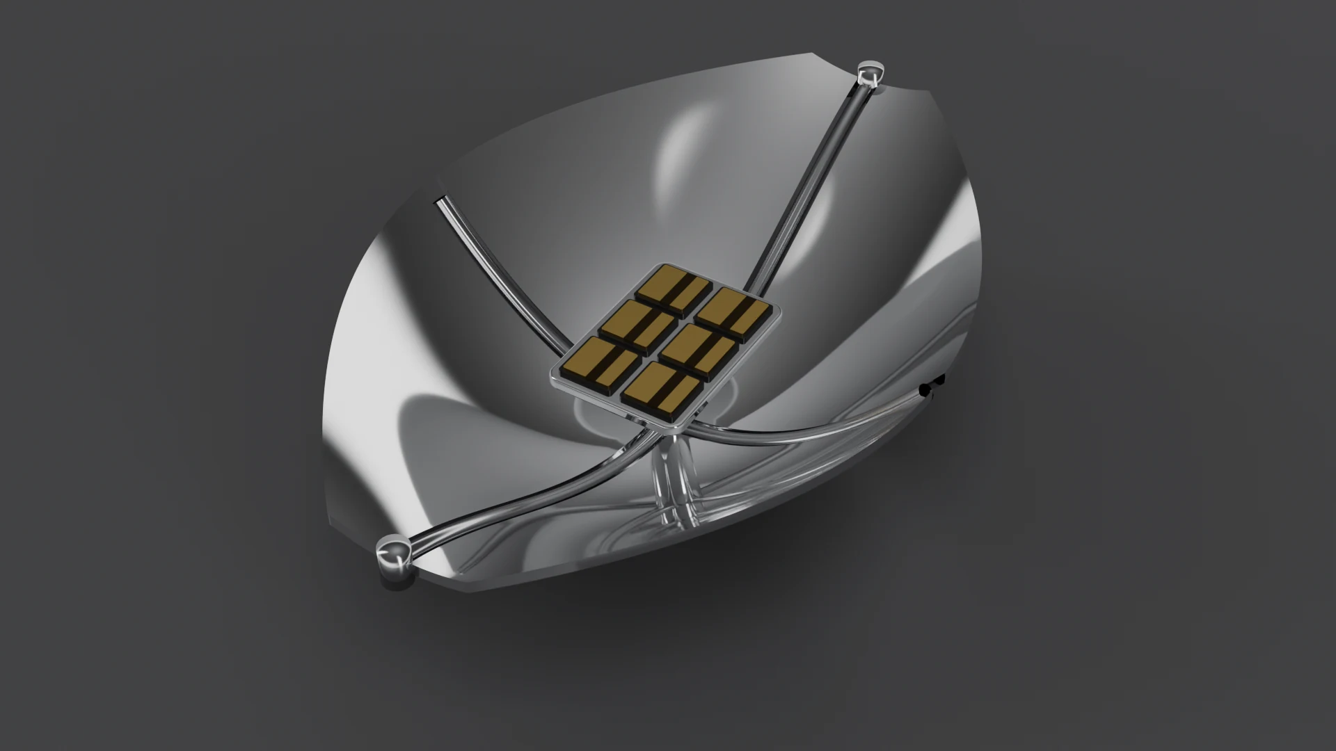 G6.2 Self-Deploying SMA Petal pod, standalone 3D render - Petal family; 6 gold cells.