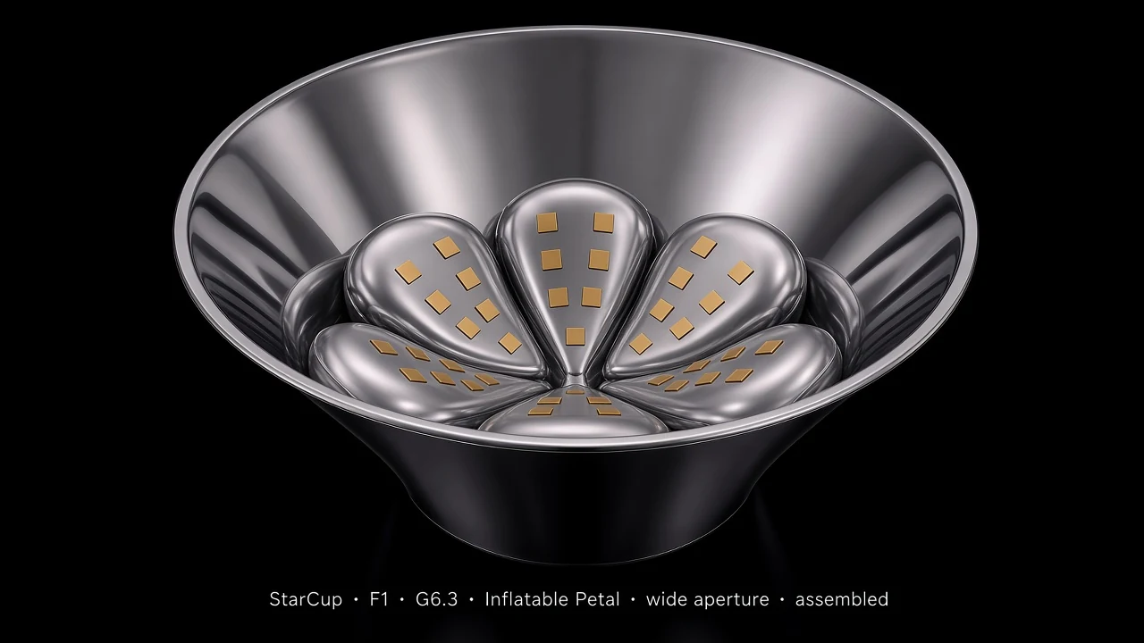 Bowl Tile (F1) carrying G6.3 Inflatable Petal pods - pods arranged along the inner surface of a larger bowl/dome.