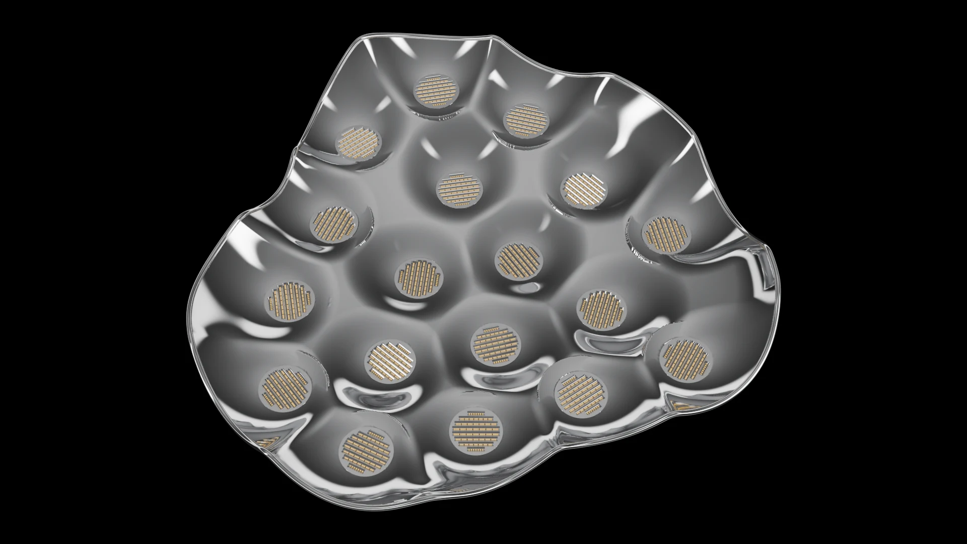 Freeform Tile (F10) carrying G5.3 Inflatable Membrane Linear pods - host surface defined by freeform parametric curves.