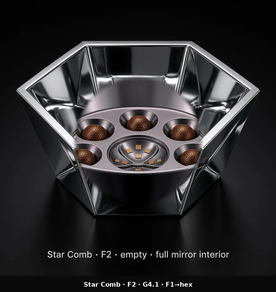 Hexagonal Bowl Tile (F2) carrying G4.1 Simple Parabolic Dish pods - curved bowl base with a hexagonal outer boundary.
