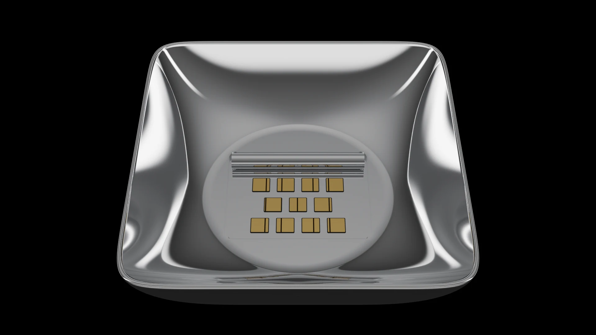 Square Bowl Tile (F3) carrying G1.3 Rollable Membrane pods - curved bowl profile with a square outer footprint.