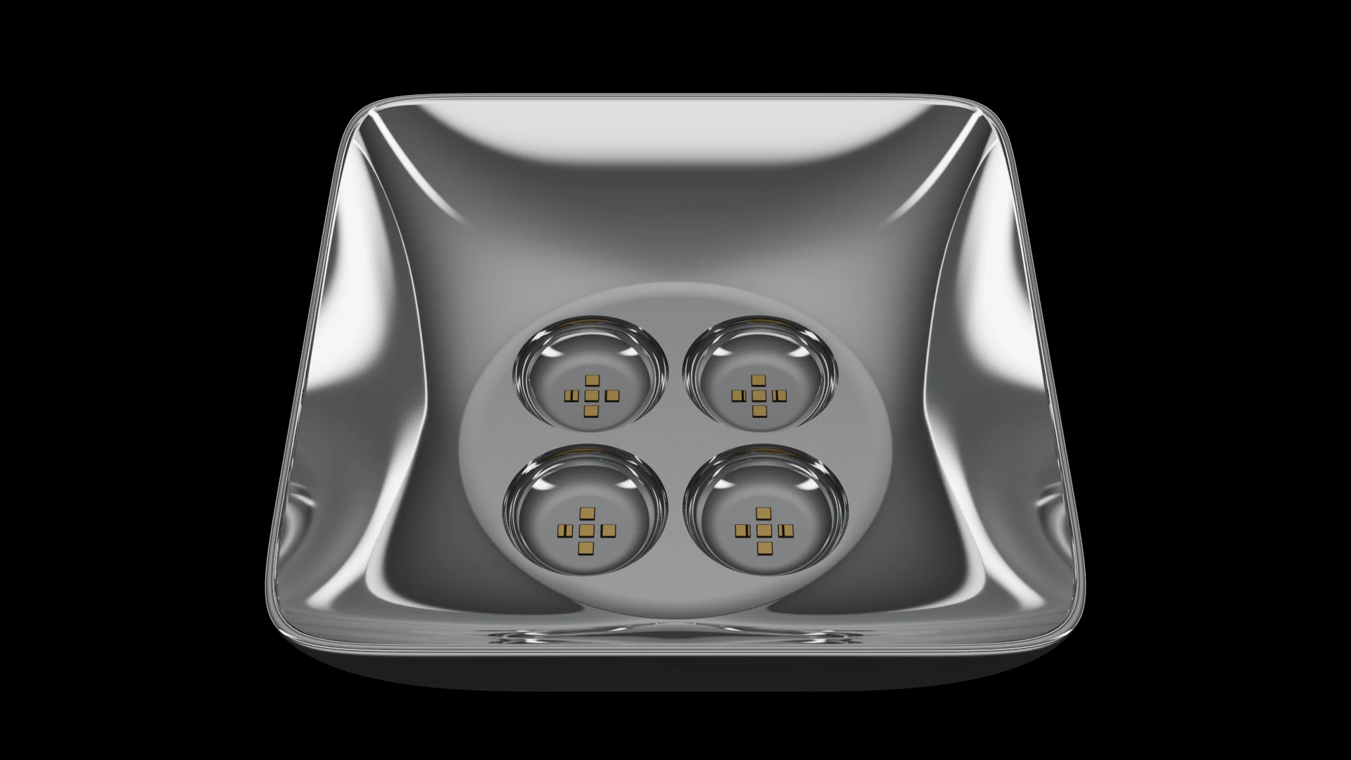 Square Bowl Tile (F3) carrying G2.1 Simple Circular Bowl pods - curved bowl profile with a square outer footprint.