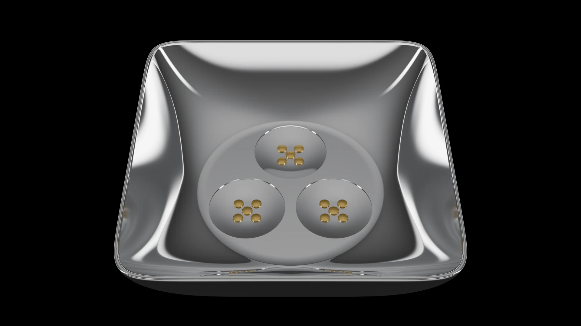 Square Bowl Tile (F3) carrying G2.4 Membrane Bowl pods - curved bowl profile with a square outer footprint.