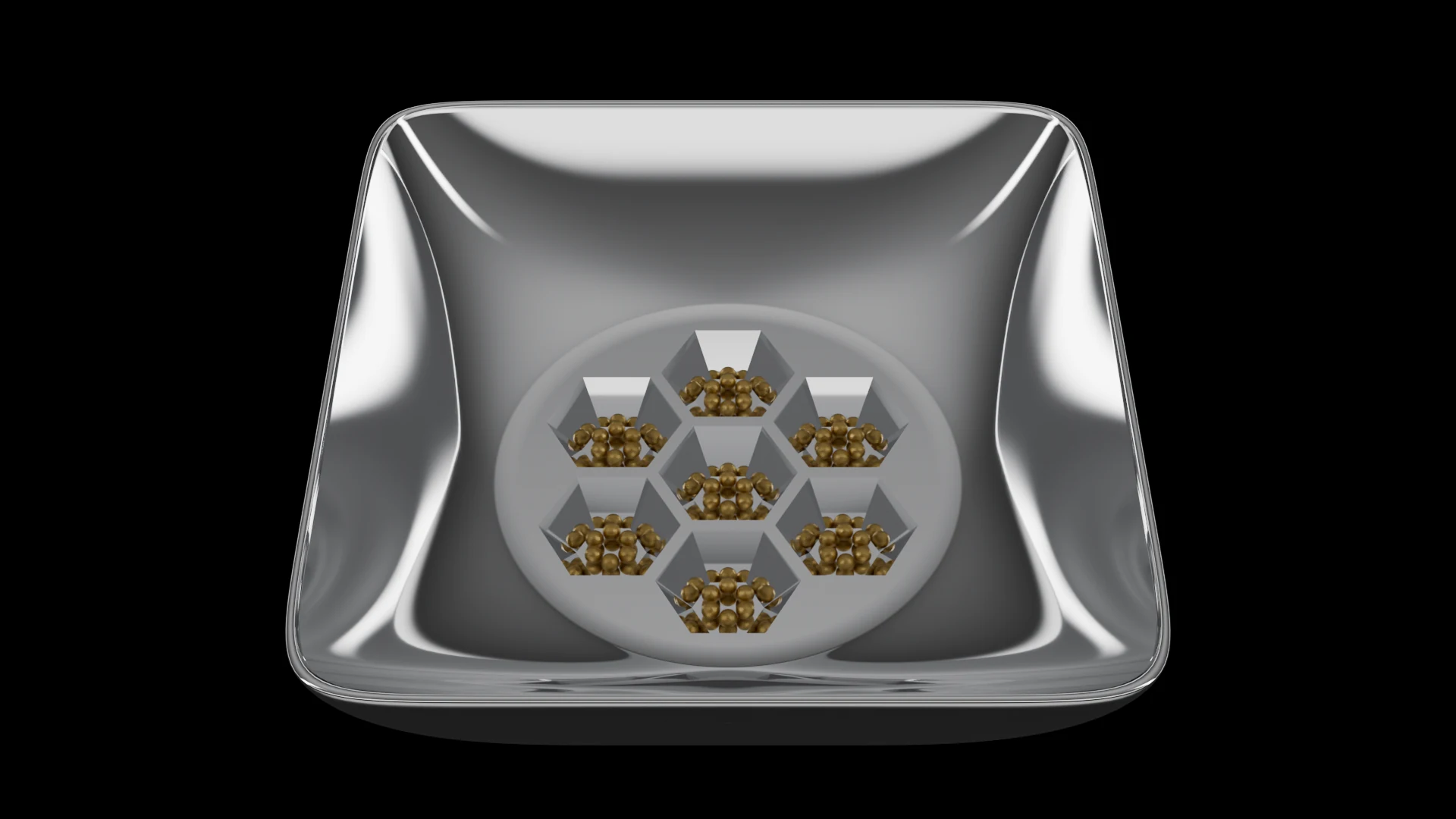 Square Bowl Tile (F3) carrying G3.2 Bowl Faceted pods - curved bowl profile with a square outer footprint.