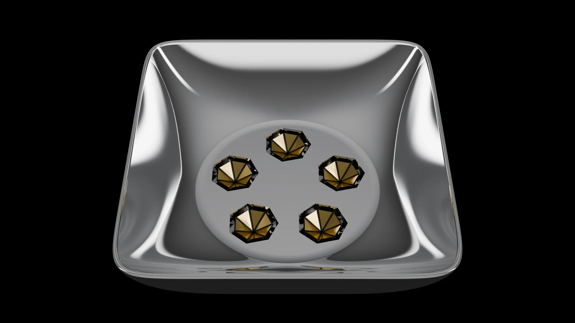 Square Bowl Tile (F3) carrying G3.3 Origami Adjustable pods - curved bowl profile with a square outer footprint.