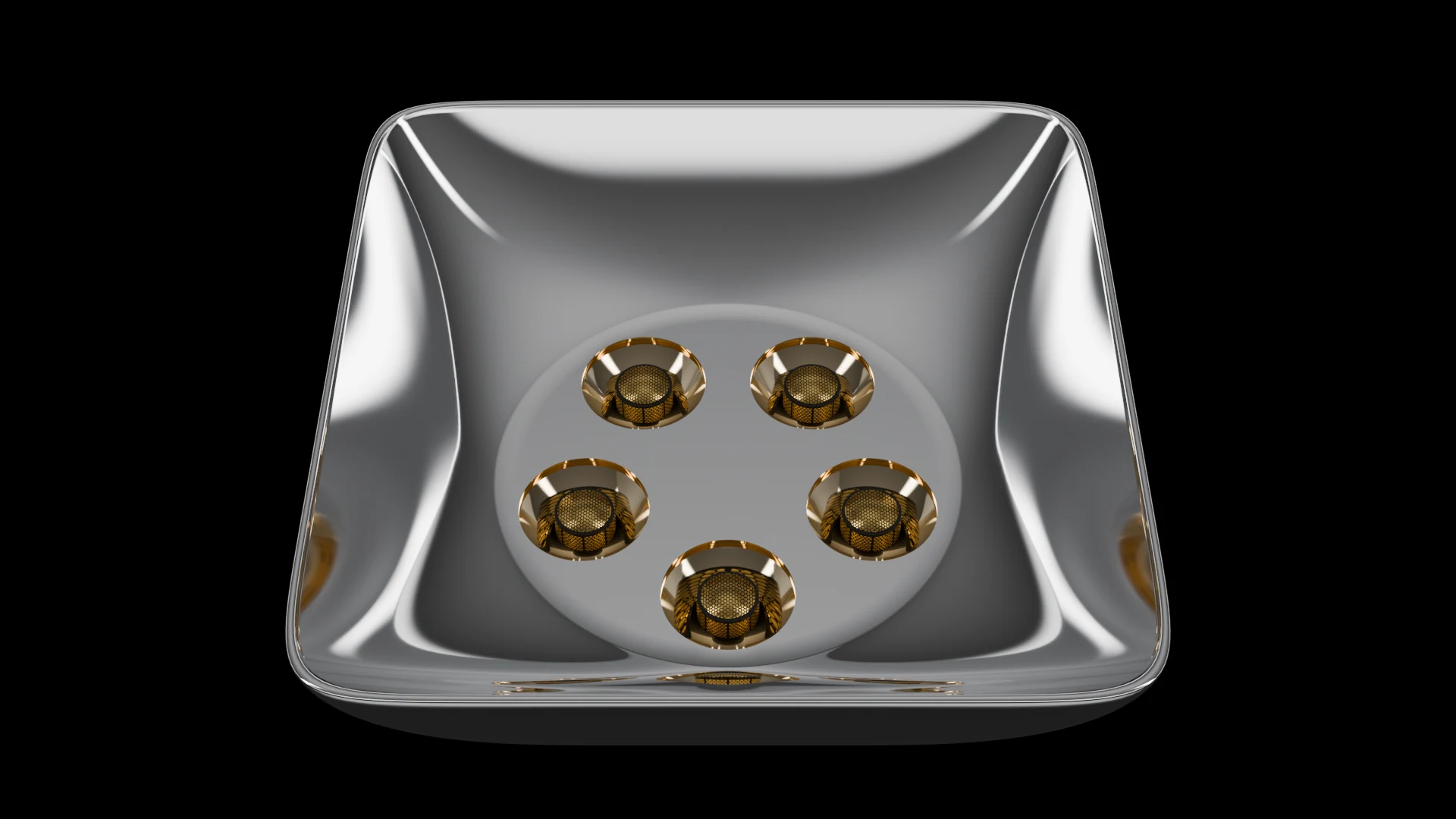Square Bowl Tile (F3) carrying G4.3 Central Receiver Dish pods - curved bowl profile with a square outer footprint.