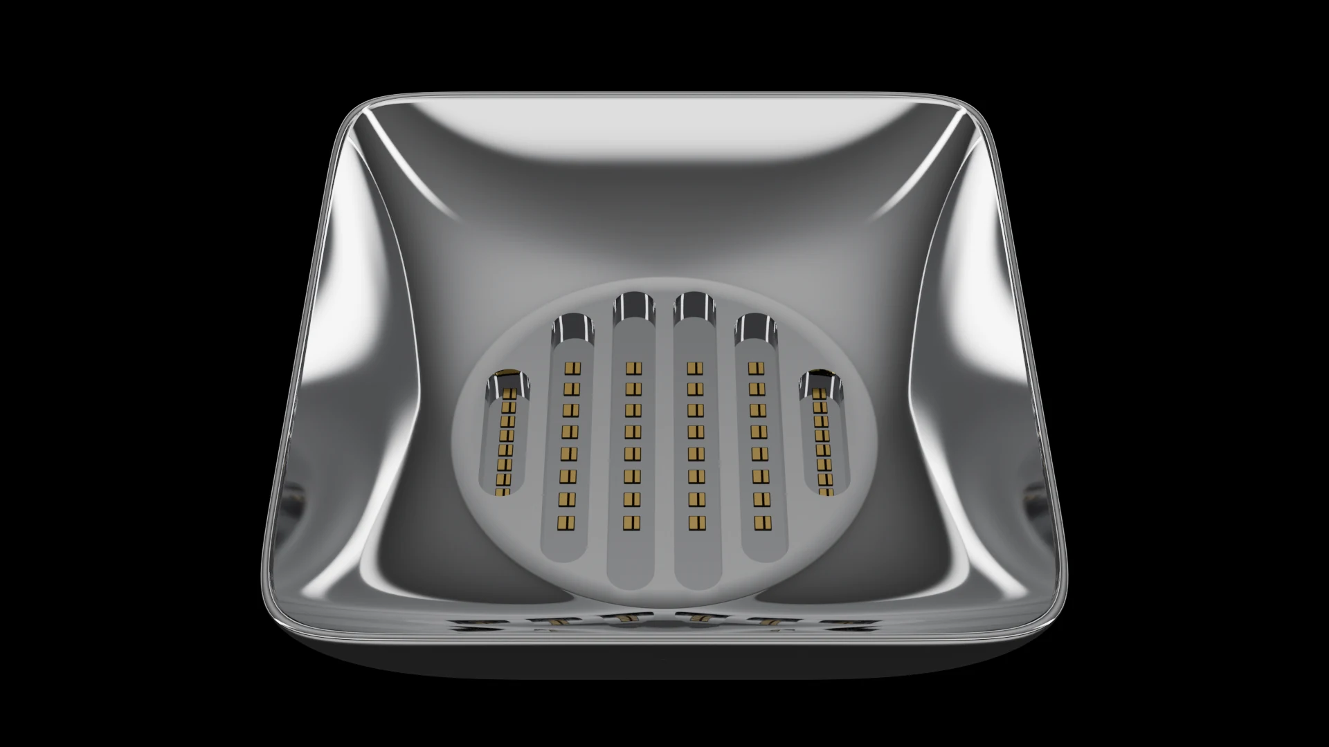 Square Bowl Tile (F3) carrying G5.1 Simple Trough pods - curved bowl profile with a square outer footprint.