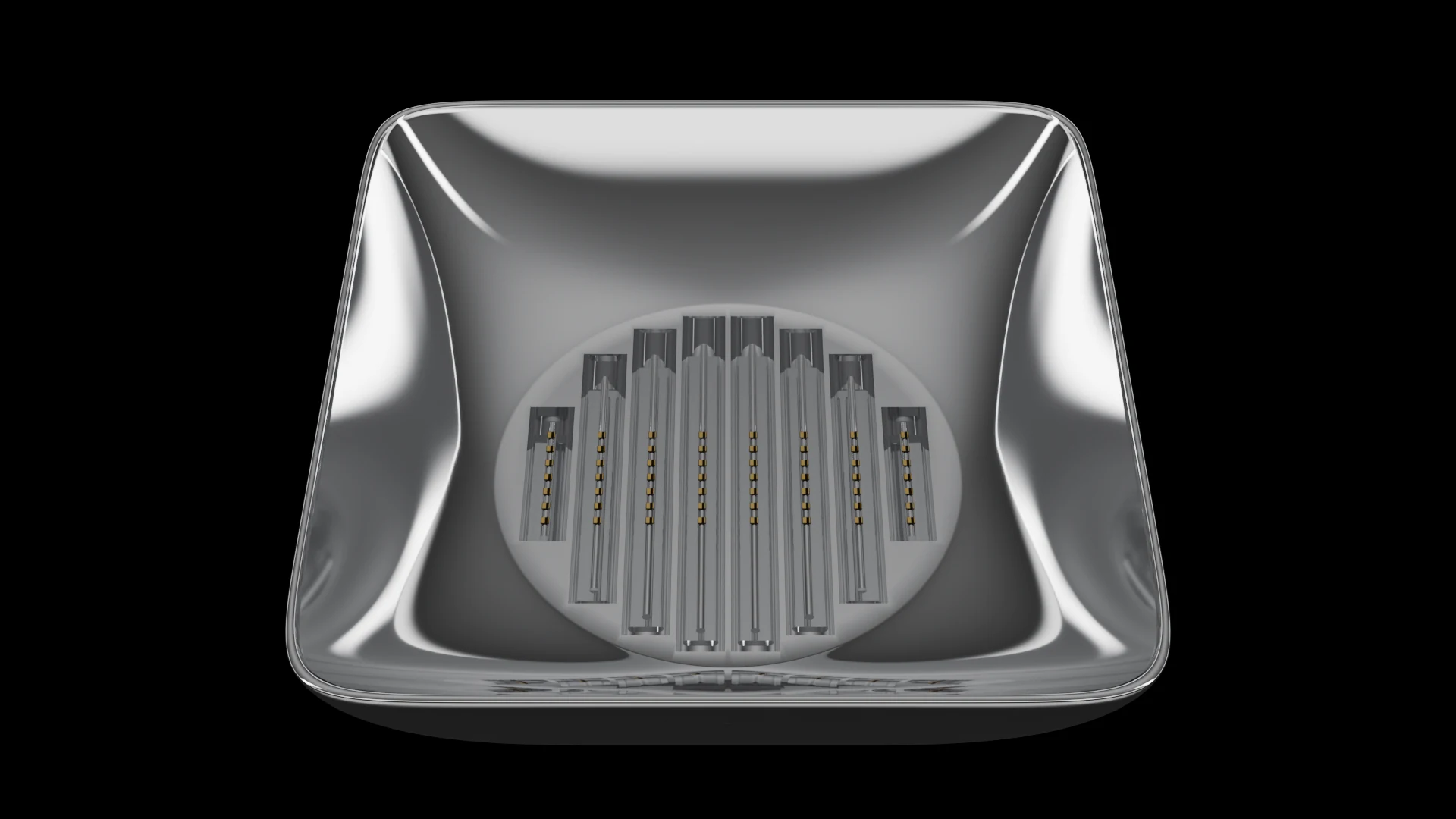 Square Bowl Tile (F3) carrying G5.2 Cylindrical Linear pods - curved bowl profile with a square outer footprint.