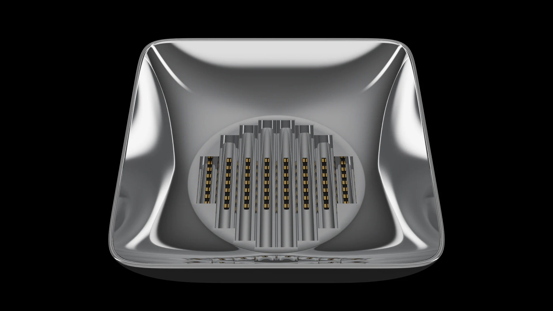 Square Bowl Tile (F3) carrying G5.3 Inflatable Membrane Linear pods - curved bowl profile with a square outer footprint.
