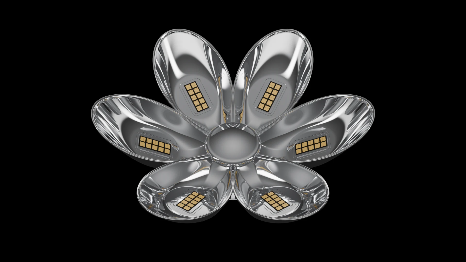Petal Tile (F4) carrying G1.2 Modular Panel pods - pods arranged radially around a common centre, like petals.