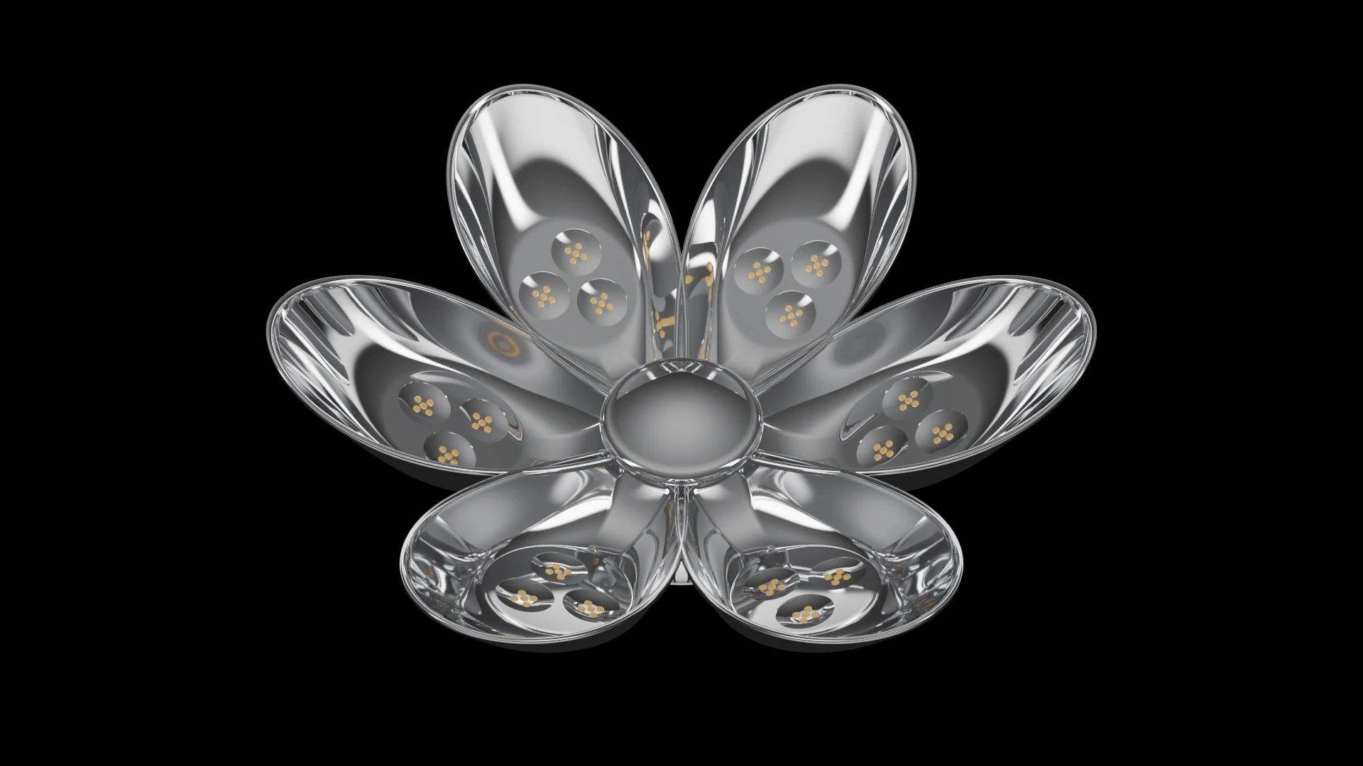 Petal Tile (F4) carrying G2.4 Membrane Bowl pods - pods arranged radially around a common centre, like petals.