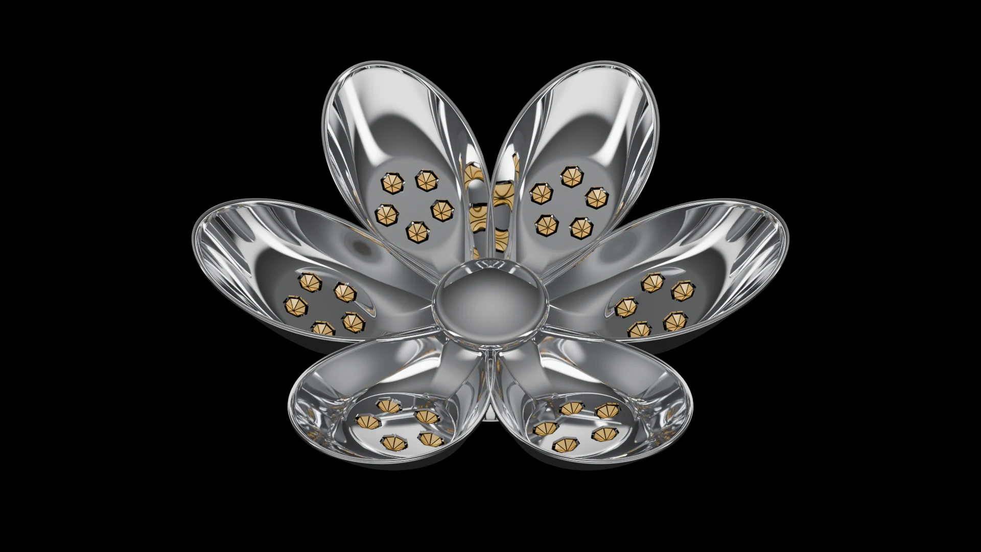 Petal Tile (F4) carrying G3.3 Origami Adjustable pods - pods arranged radially around a common centre, like petals.