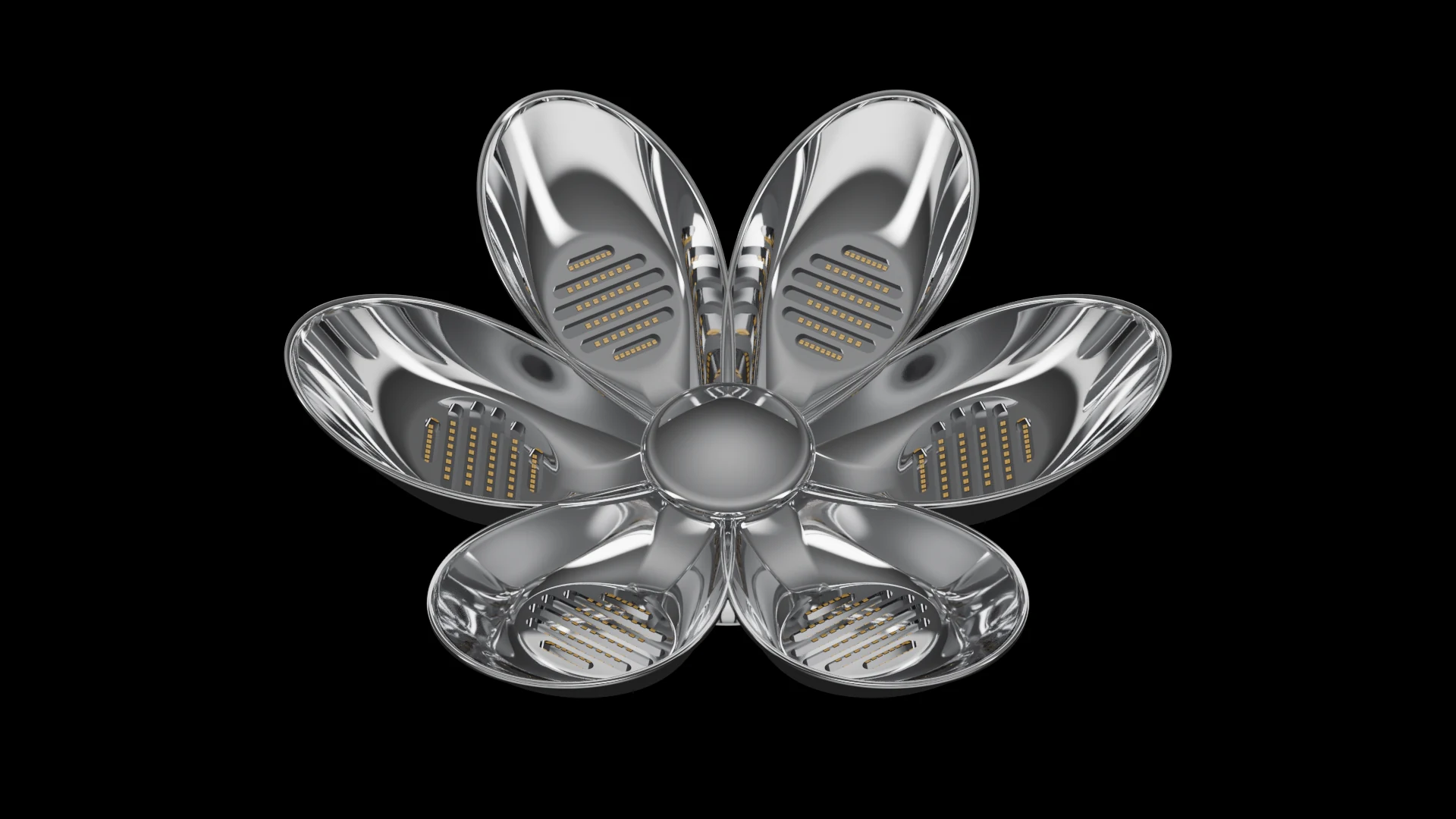 Petal Tile (F4) carrying G5.1 Simple Trough pods - pods arranged radially around a common centre, like petals.