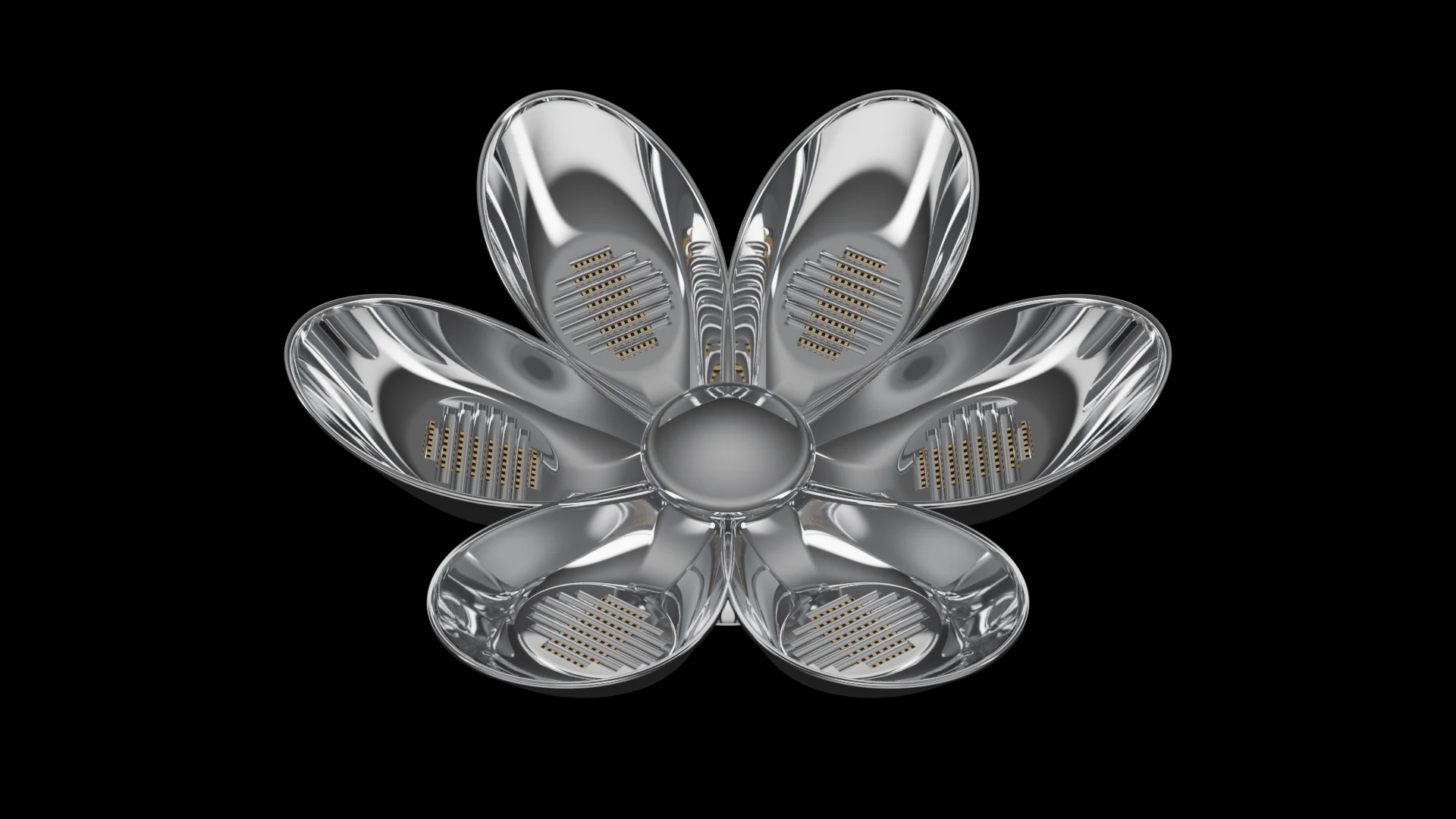 Petal Tile (F4) carrying G5.3 Inflatable Membrane Linear pods - pods arranged radially around a common centre, like petals.