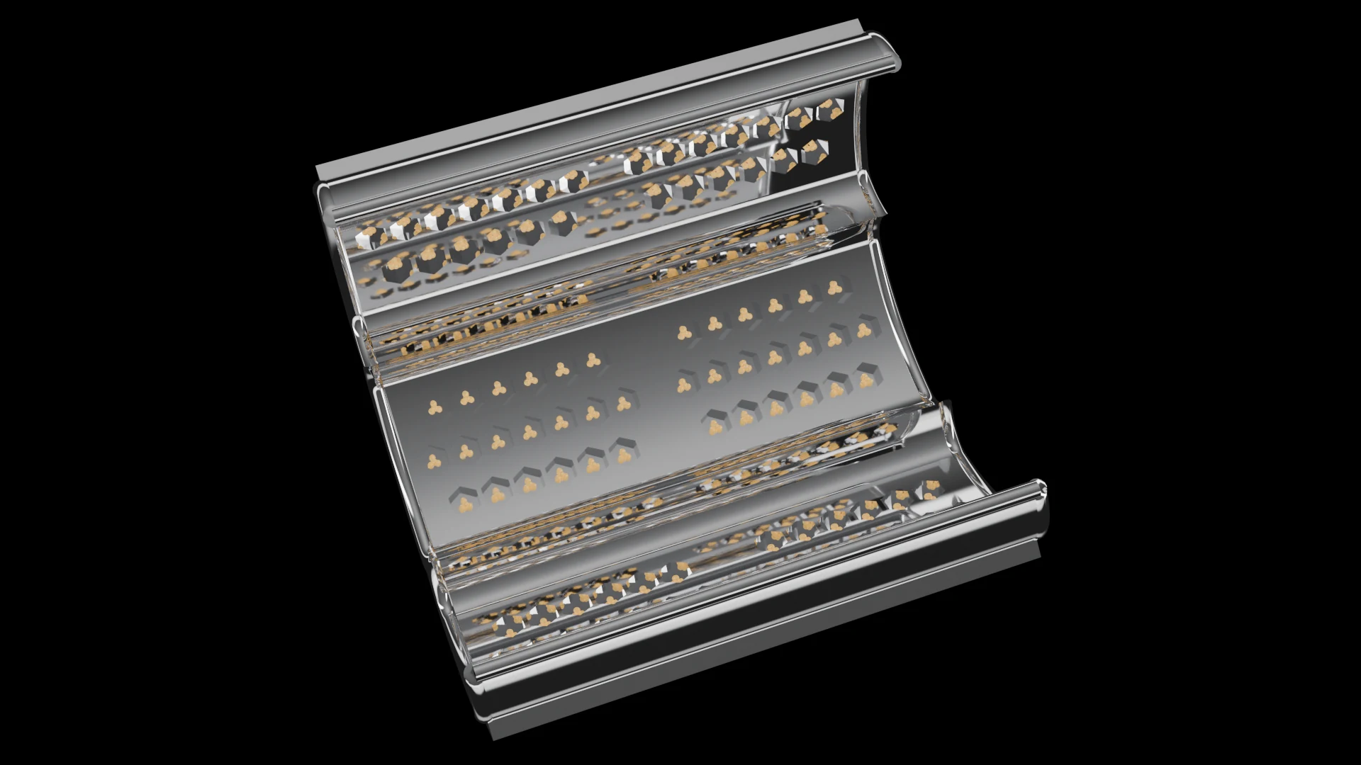 Cylindrical Tile (F5) carrying G2.3 Hexagonal Bowl + Fresnel pods - pods on the inner or outer curved wall of a cylinder.