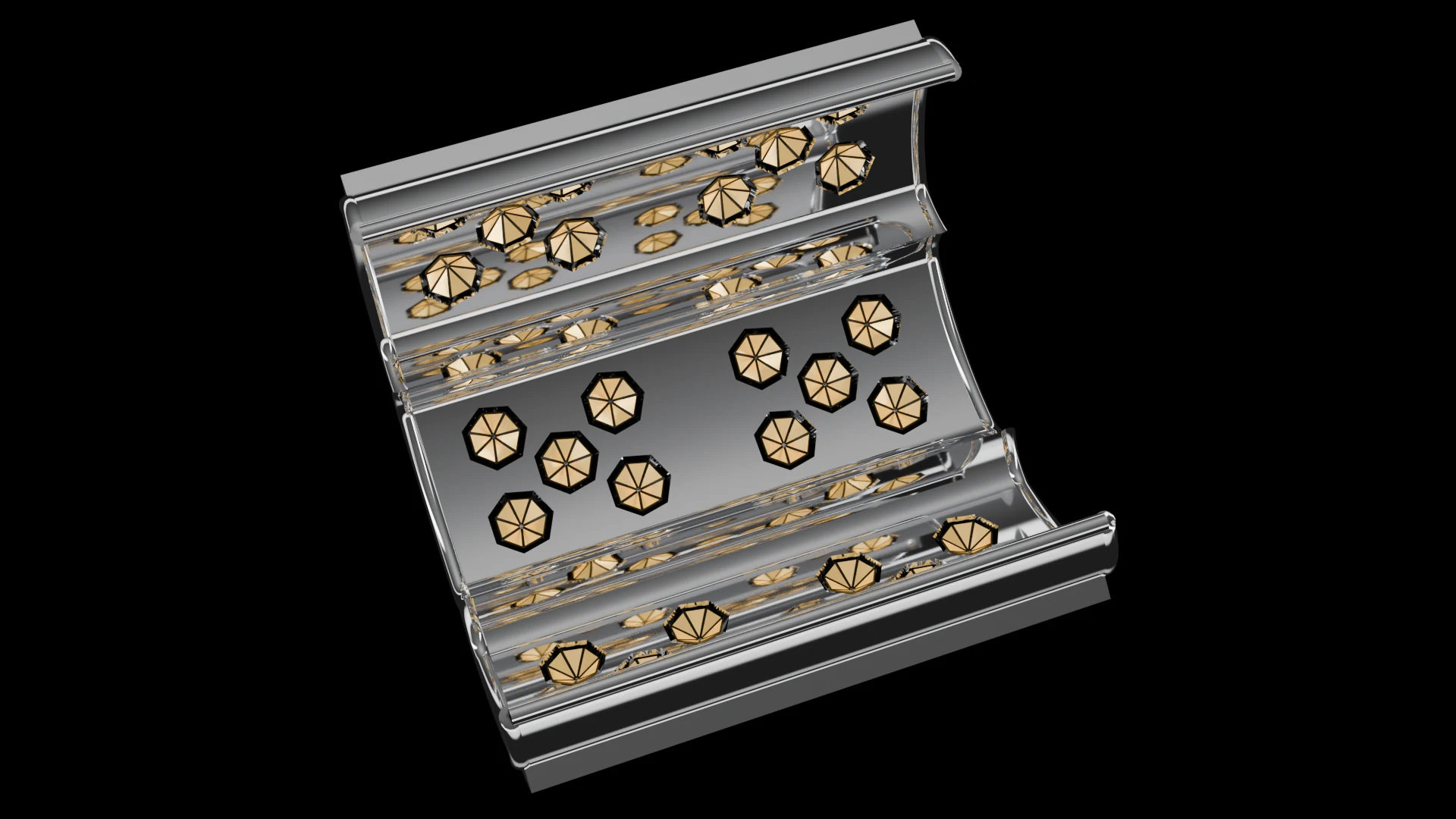 Cylindrical Tile (F5) carrying G3.3 Origami Adjustable pods - pods on the inner or outer curved wall of a cylinder.