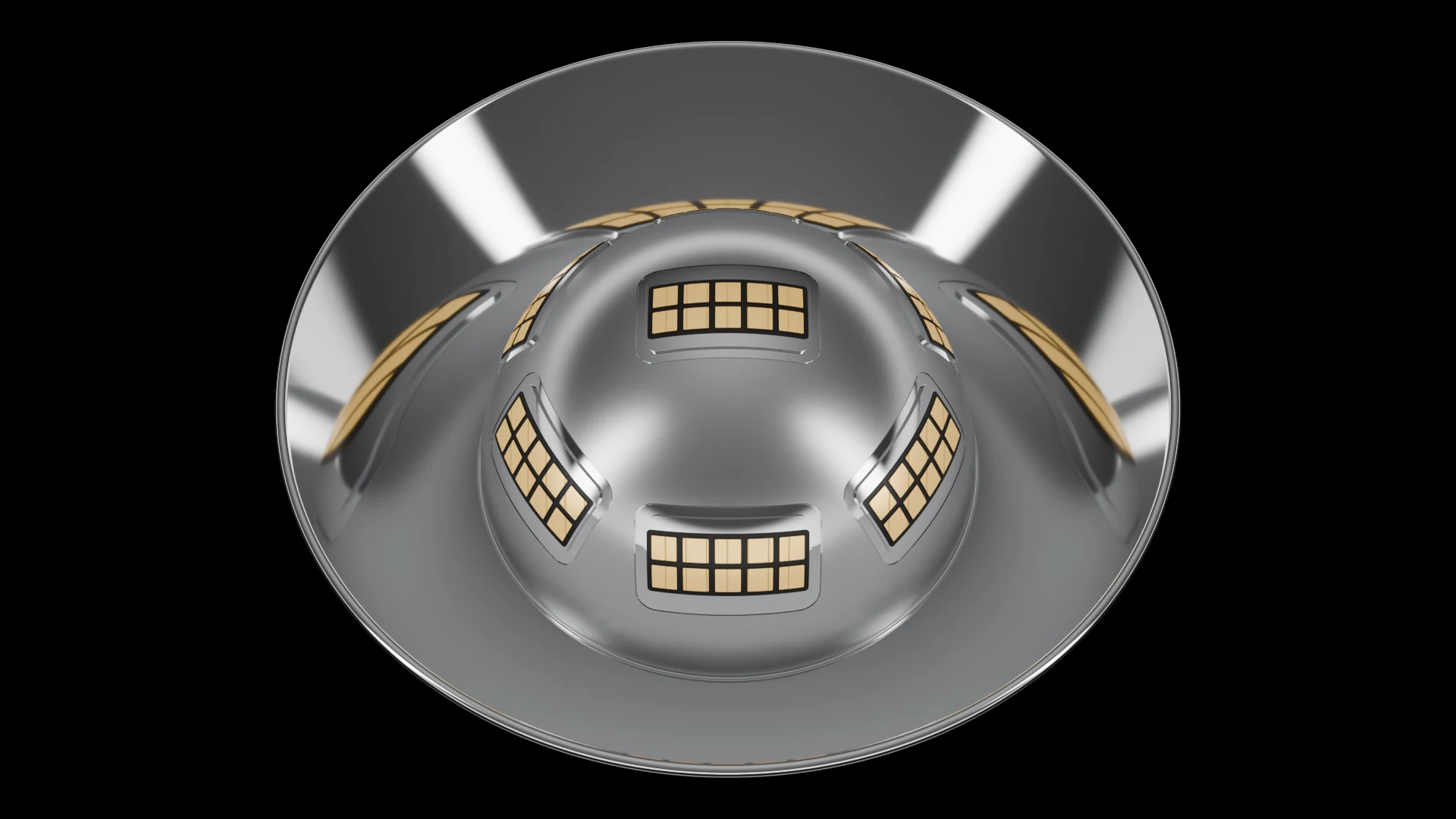 Hemispherical Tile (F6) carrying G1.2 Modular Panel pods - pods across a hemisphere / spherical dome cap.