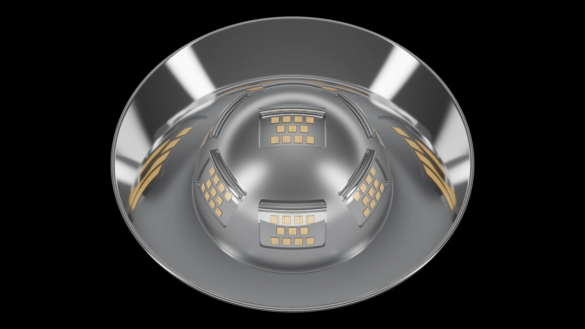 Hemispherical Tile (F6) carrying G1.3 Rollable Membrane pods - pods across a hemisphere / spherical dome cap.