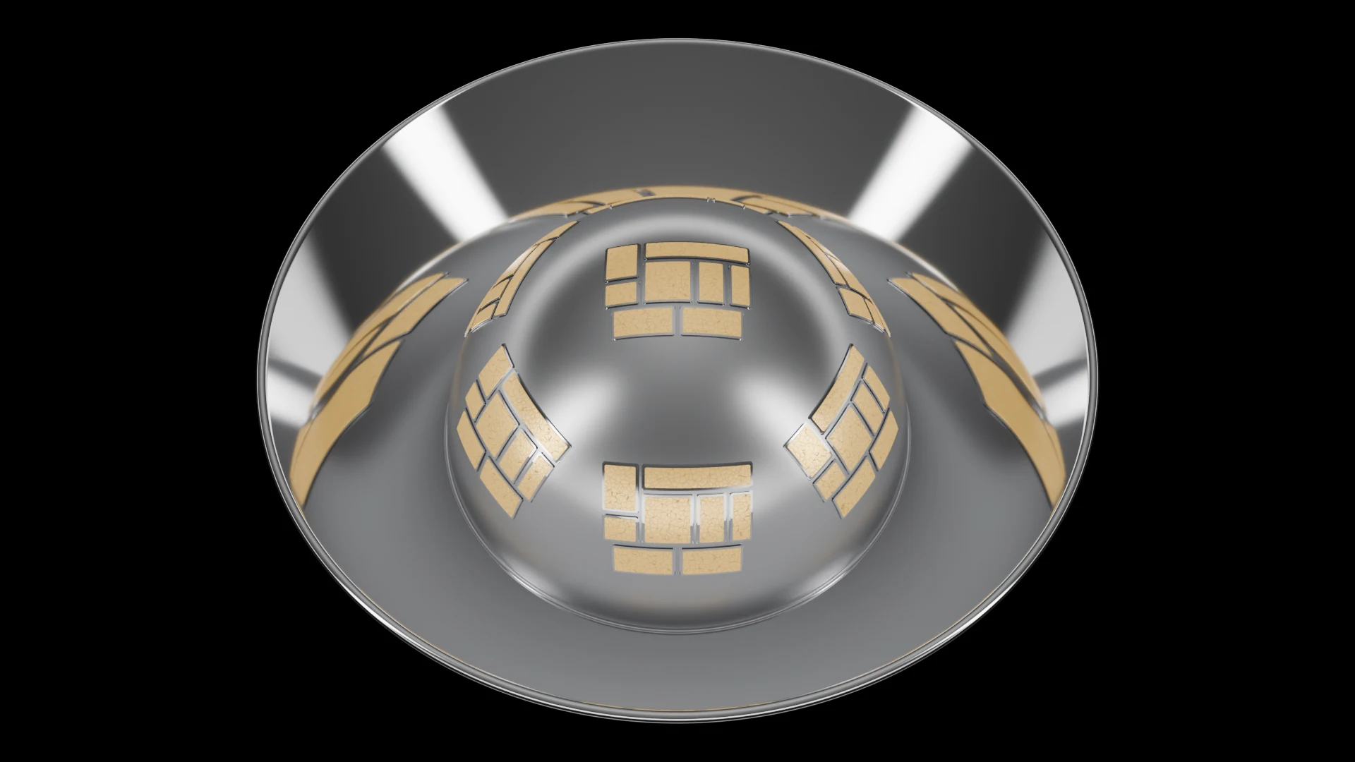 Hemispherical Tile (F6) carrying G3.1 Flat Faceted pods - pods across a hemisphere / spherical dome cap.