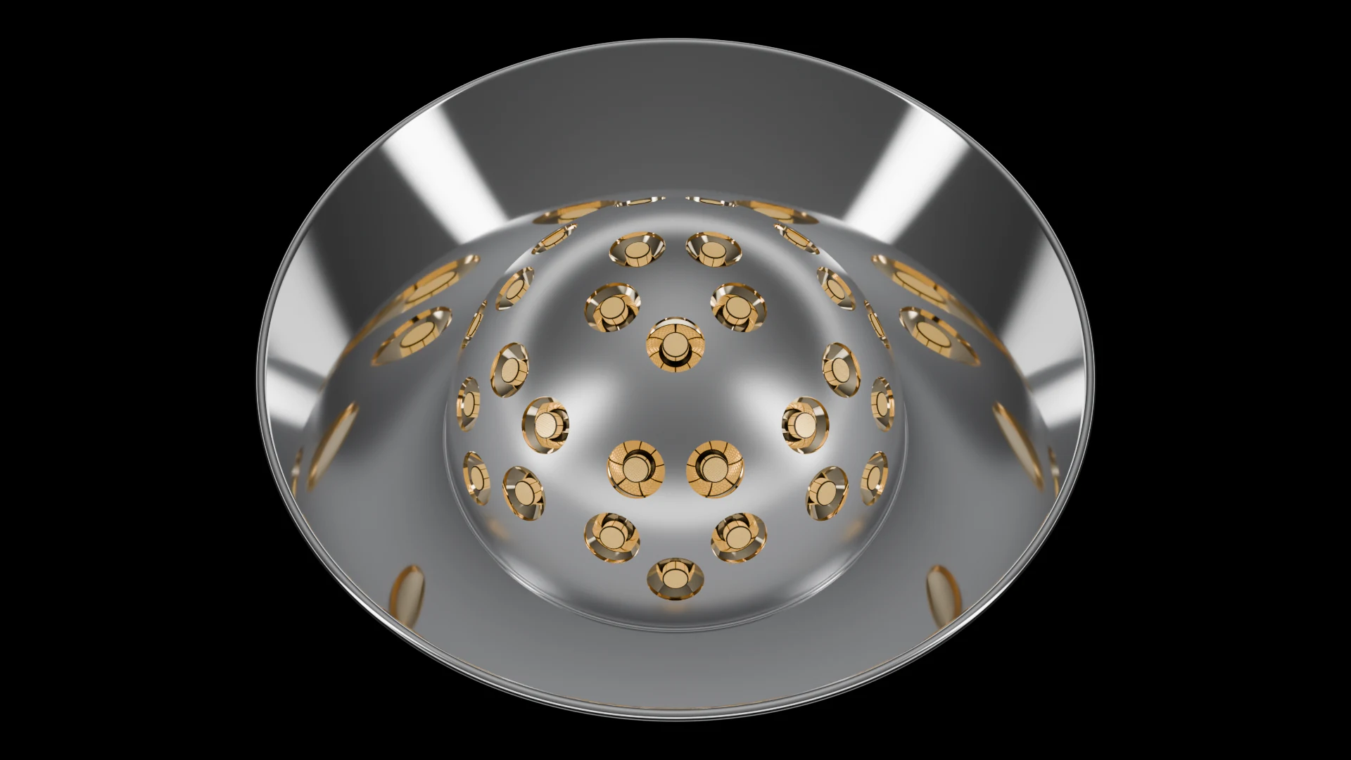 Hemispherical Tile (F6) carrying G4.3 Central Receiver Dish pods - pods across a hemisphere / spherical dome cap.