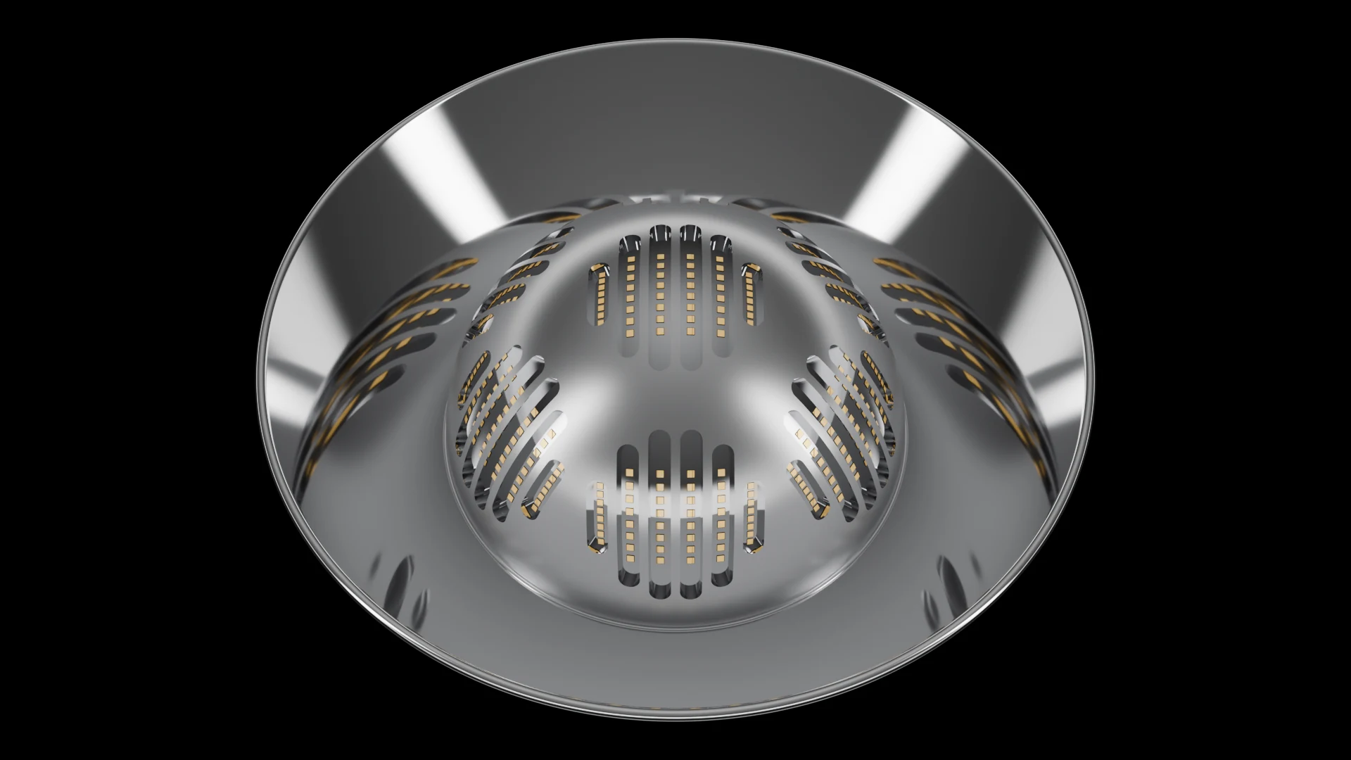 Hemispherical Tile (F6) carrying G5.1 Simple Trough pods - pods across a hemisphere / spherical dome cap.
