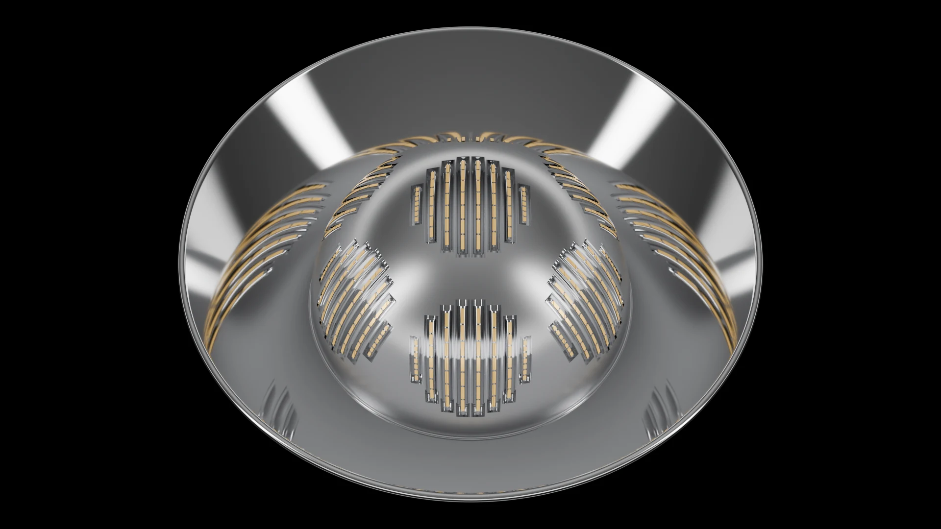 Hemispherical Tile (F6) carrying G5.2 Cylindrical Linear pods - pods across a hemisphere / spherical dome cap.