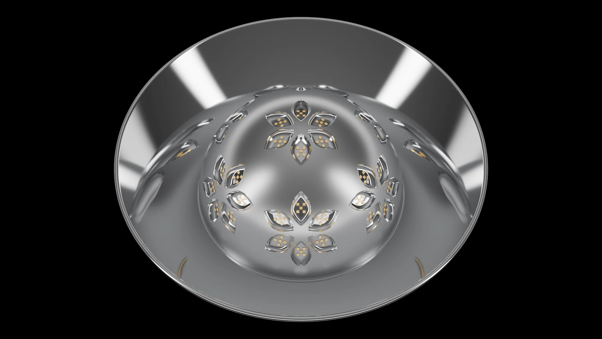 Hemispherical Tile (F6) carrying G6.1 Simple Petal pods - pods across a hemisphere / spherical dome cap.