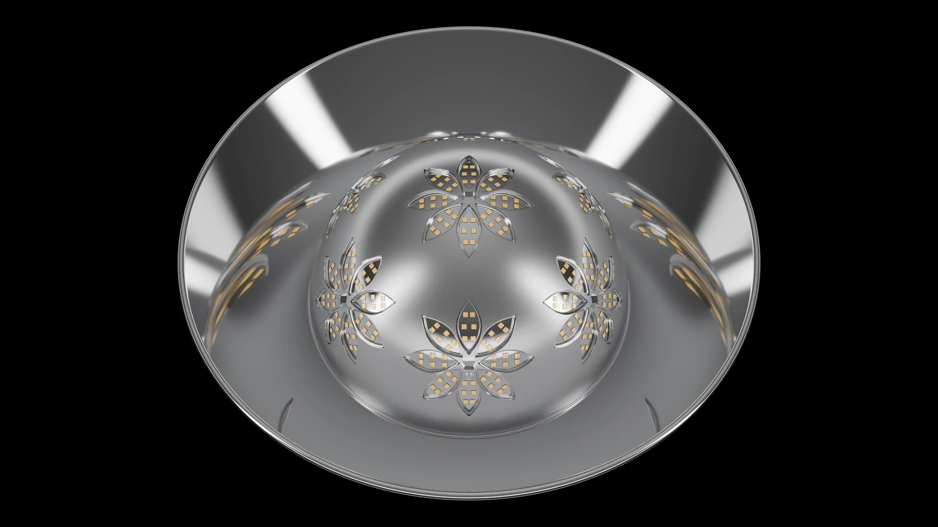 Hemispherical Tile (F6) carrying G6.2 Self-Deploying SMA Petal pods - pods across a hemisphere / spherical dome cap.