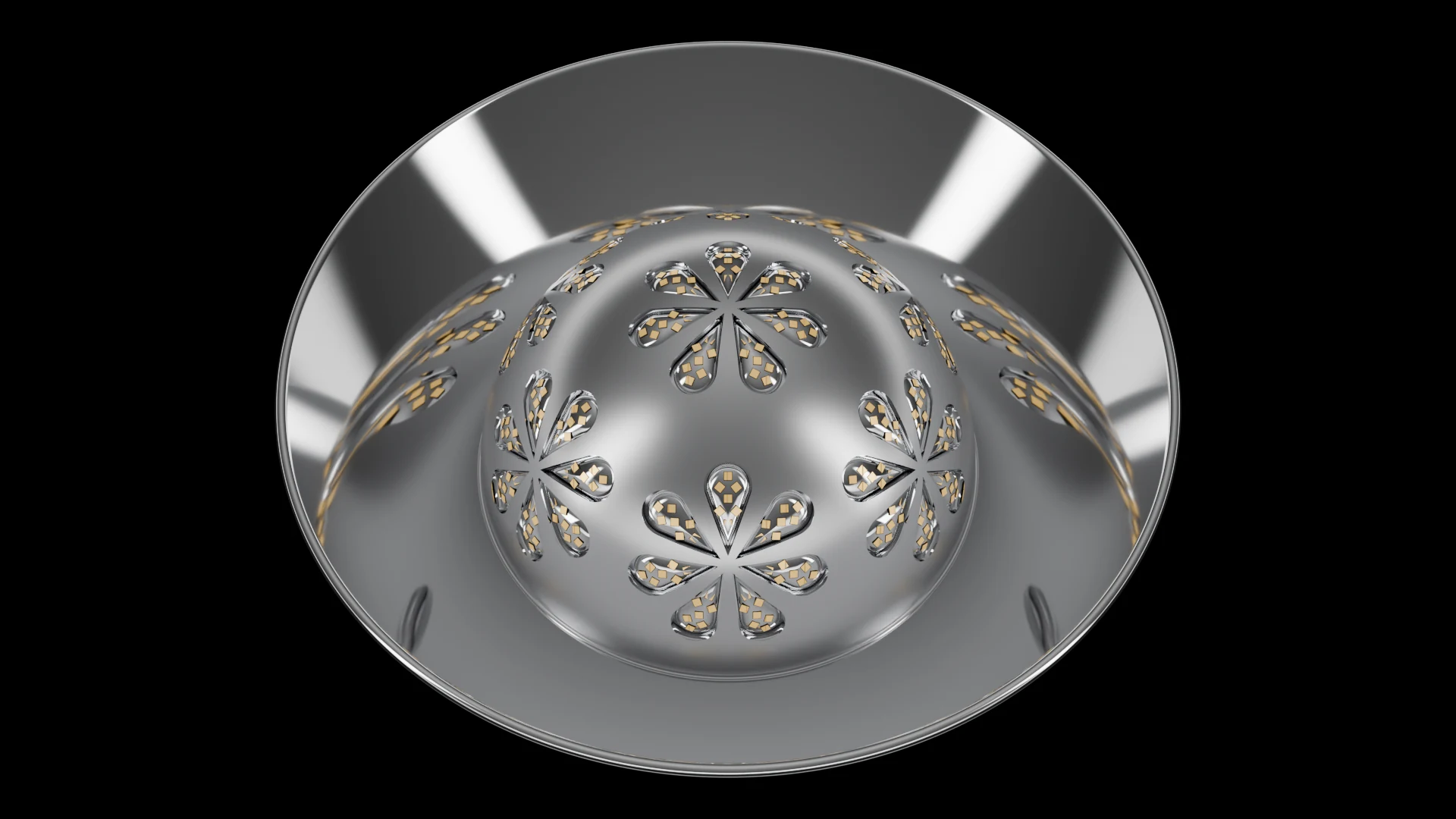 Hemispherical Tile (F6) carrying G6.3 Inflatable Petal pods - pods across a hemisphere / spherical dome cap.